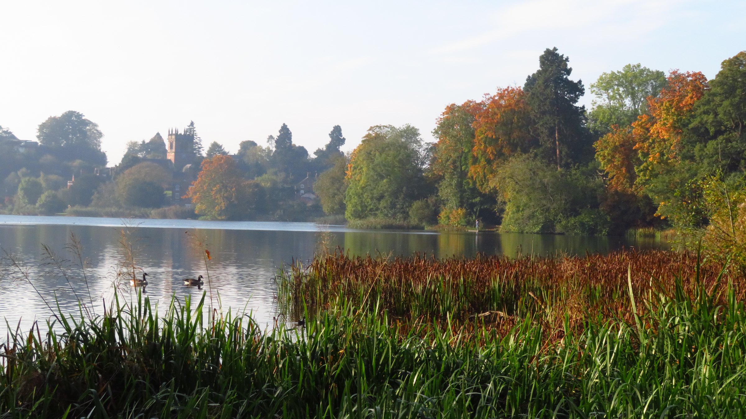 The Mere at Ellesmere, with St Mary&rsquo;s Church